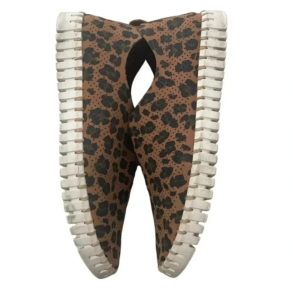 Ilse Jacobsen Leather Slip On Shoes Flats Loafers Leopard Print Size 40 - Picture 7 of 11